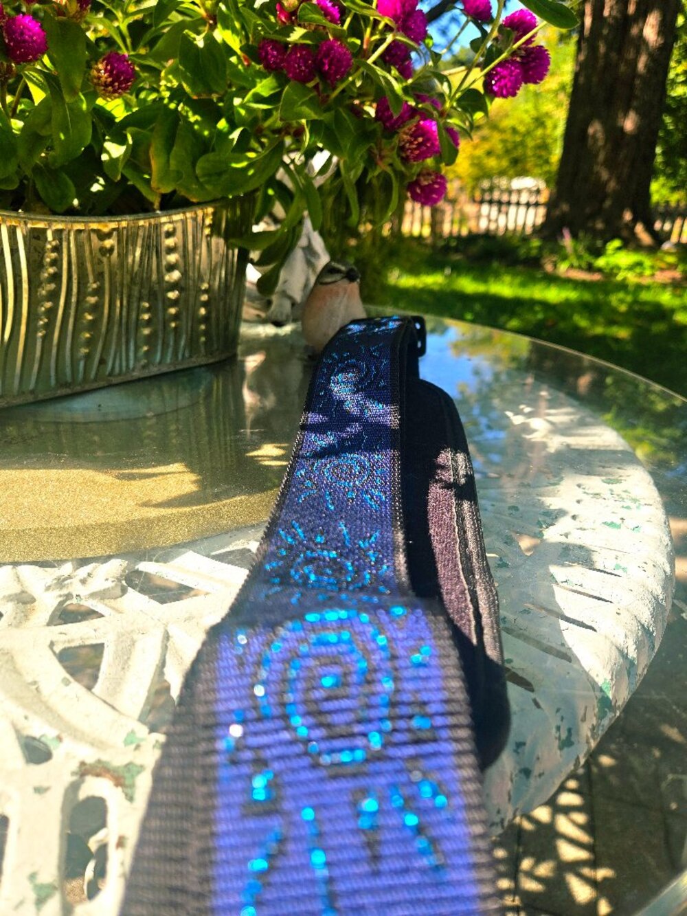 D'Addario Planet Waves Auto Lock Vintage Guitar Strap Suns Blue Woven 2" Strap - Picture 3 of 13